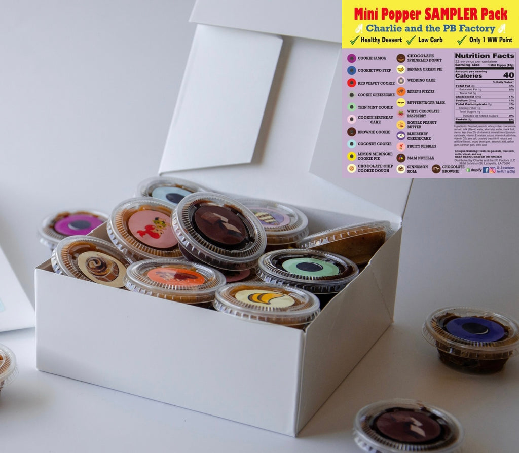 *Mini* Popper Sampler Pack (22 Flavors) – The Peanut Butter Factory