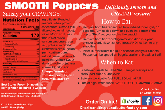 Sampler Smooth Pack (12 - 2 oz. Poppers) – The Peanut Butter Factory