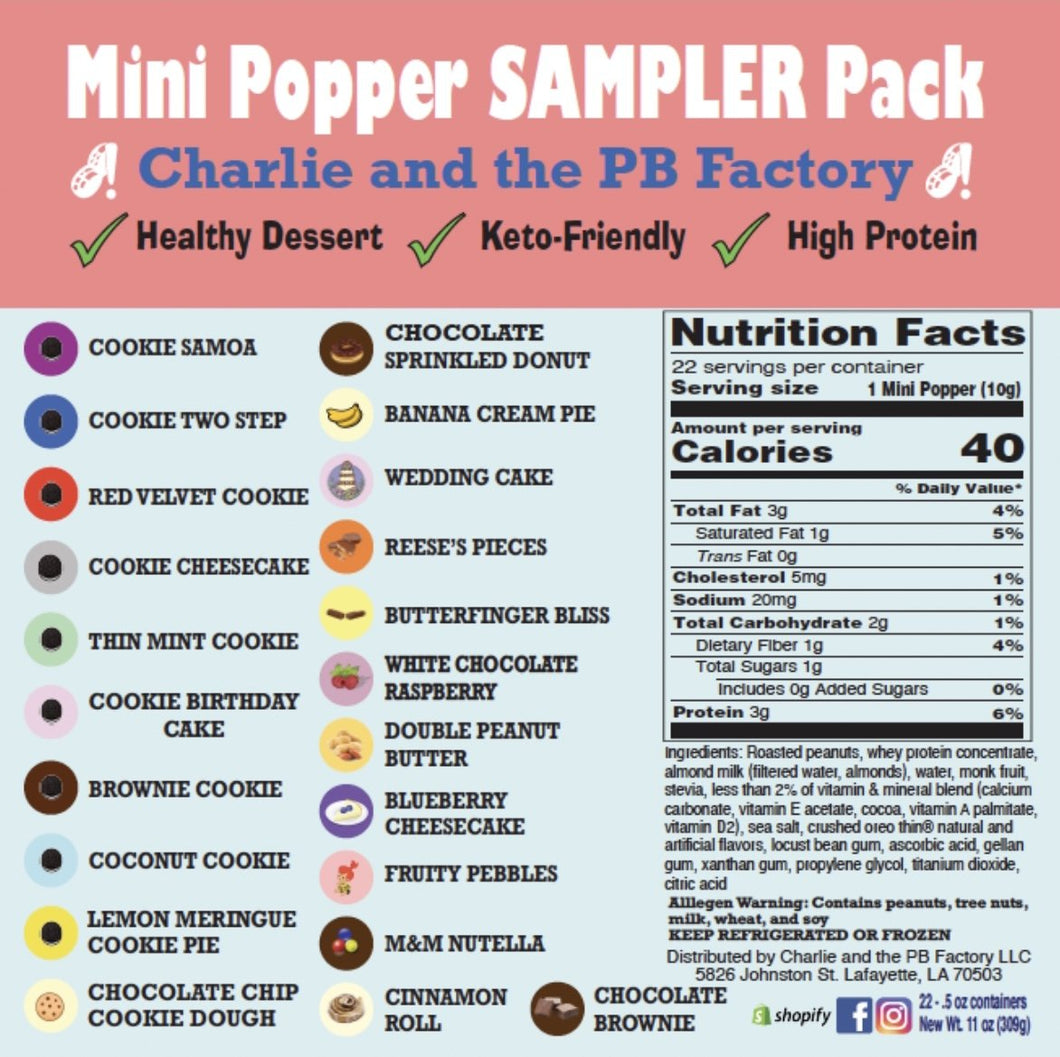 **Mini* Popper Sampler Pack (22 Flavors) (TWO Packs)